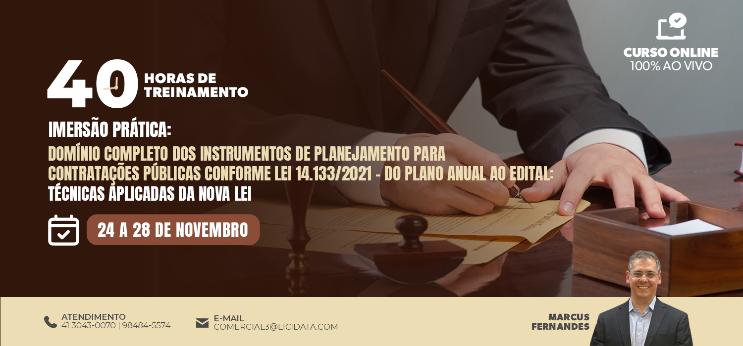 IMERSÃO PRÁTICA: Domínio Completo dos Instrumentos de Planejamento para Contratações Públicas conforme Lei 14.133/2021 - Do Plano Anual ao Edital: Técnicas Aplicadas da Nova Lei